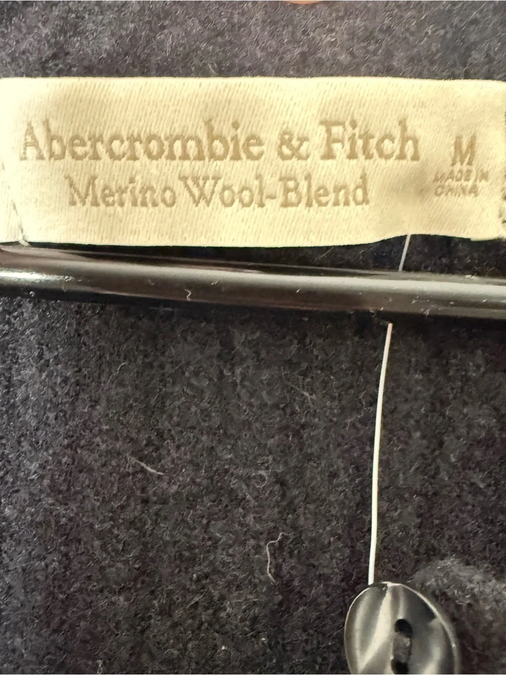 Abercrombie & Fitch Charcoal Black Ribbed Button-Front Merino Wool Maxi Dress